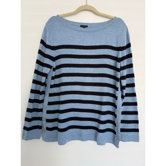 Talbots Womens Nautical Sweater Tunic XLp Blue Stripes Boat Neck Coastal - Picture 1 of 9